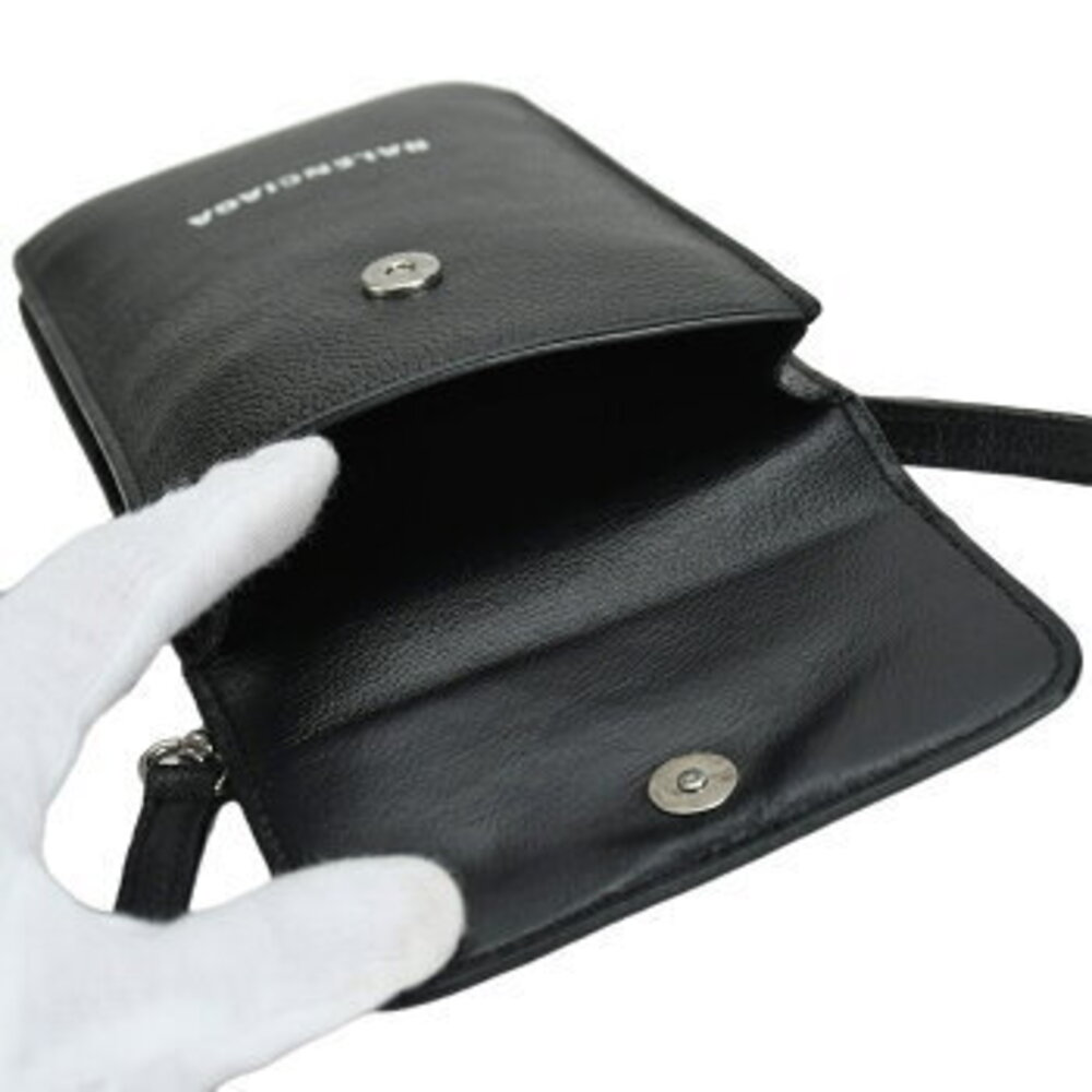 Balenciaga Logo CASH Shoulder Black Smartphone Case Phone Holder Leather - Picture 6 of 6